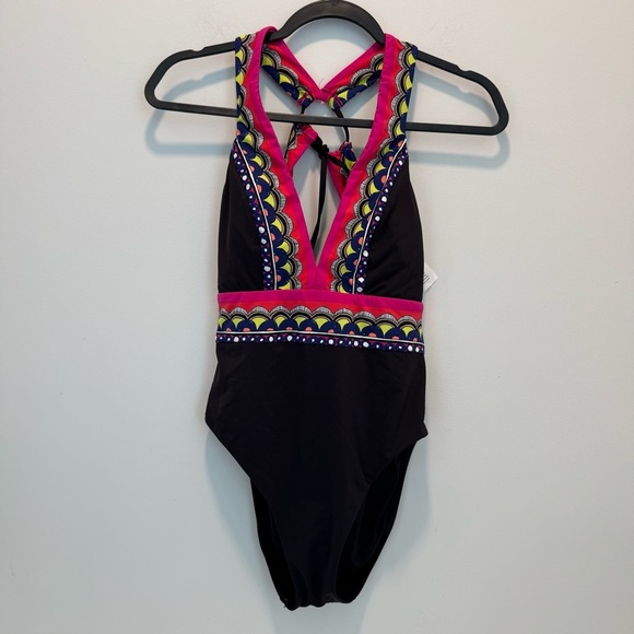 Trina Turk Tanzania Scarf Plunge One Piece size 6 - Picture 2 of 11